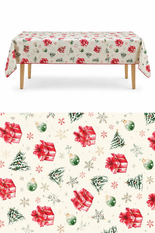 Mantel Navideño Regalos y Árboles 150x230 cm