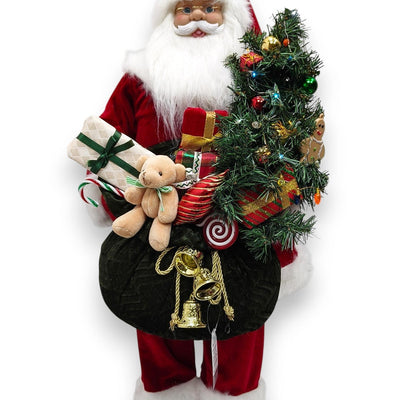 Santa Mov Luz Y Musica Osito Regalos 80Cm