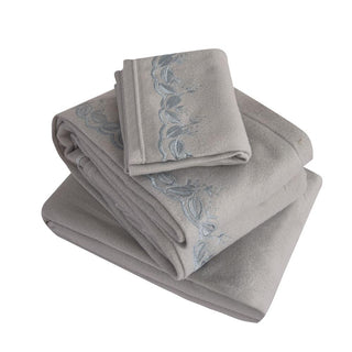 Juego de Sábanas Polar Bordadas Chantilly 1 Plaza Gris Plata