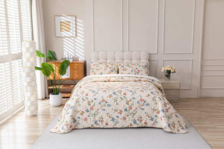 Cubrecama Quilt Estampado Sherpa Extra Cálido Chantilly 1.5 Plazas Beige