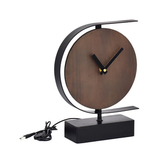 Reloj de Mesa LED USB Diseño Moderno Fierro y Madera 28,5 cm
