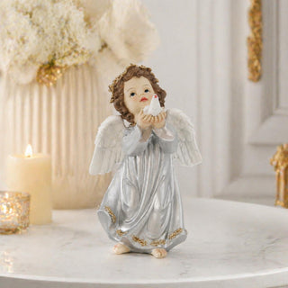 Ángel Navideño con Paloma Plateado 20 cm