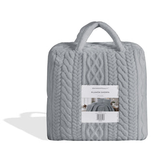 Plumón Trenza Sherpa Extra Cálido Chantilly 1.5 Plazas Gris Plata