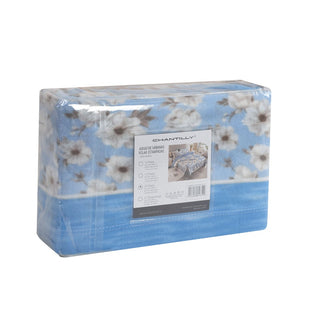 Juego de Sábanas Estampado Polar Térmico Chantilly 1.5 Plazas Celeste