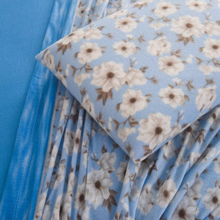 Juego de Sábanas Estampado Polar Térmico Chantilly 1.5 Plazas Celeste