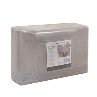 Juego de Sábanas Polar Bordadas Chantilly 1.5 Plazas Gris Plata
