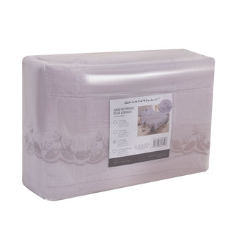 Juego de Sábanas Polar Bordadas Chantilly 1.5 Plazas Lila