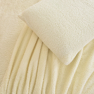 Juego de Sábanas Sherpa Extra Cálido Chantilly 1.5 Plazas Crudo
