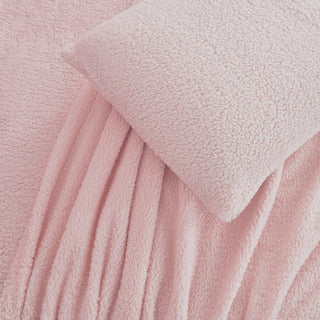 Juego de Sábanas Sherpa Extra Cálido Chantilly 1.5 Plazas Rosado
