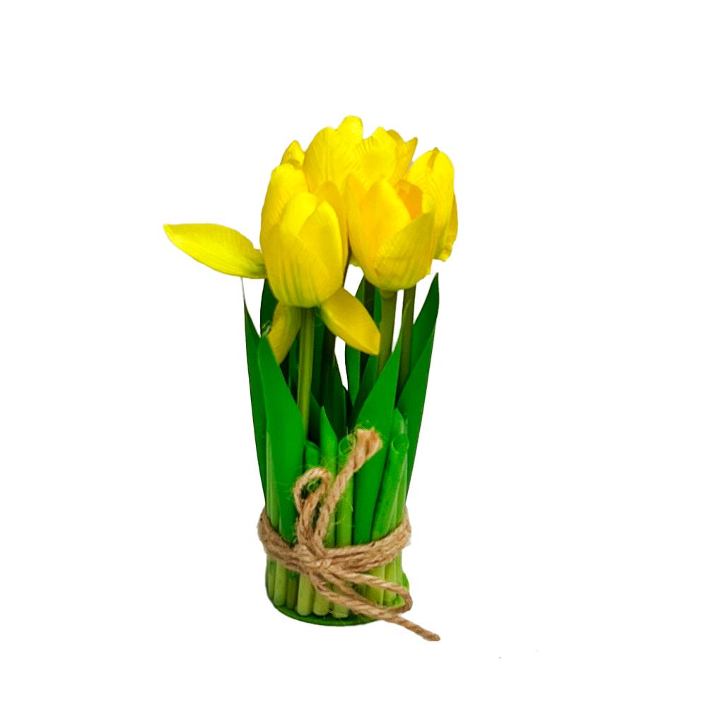 Ramo de tulipanes artificiales 6 x 19 cm amarillo