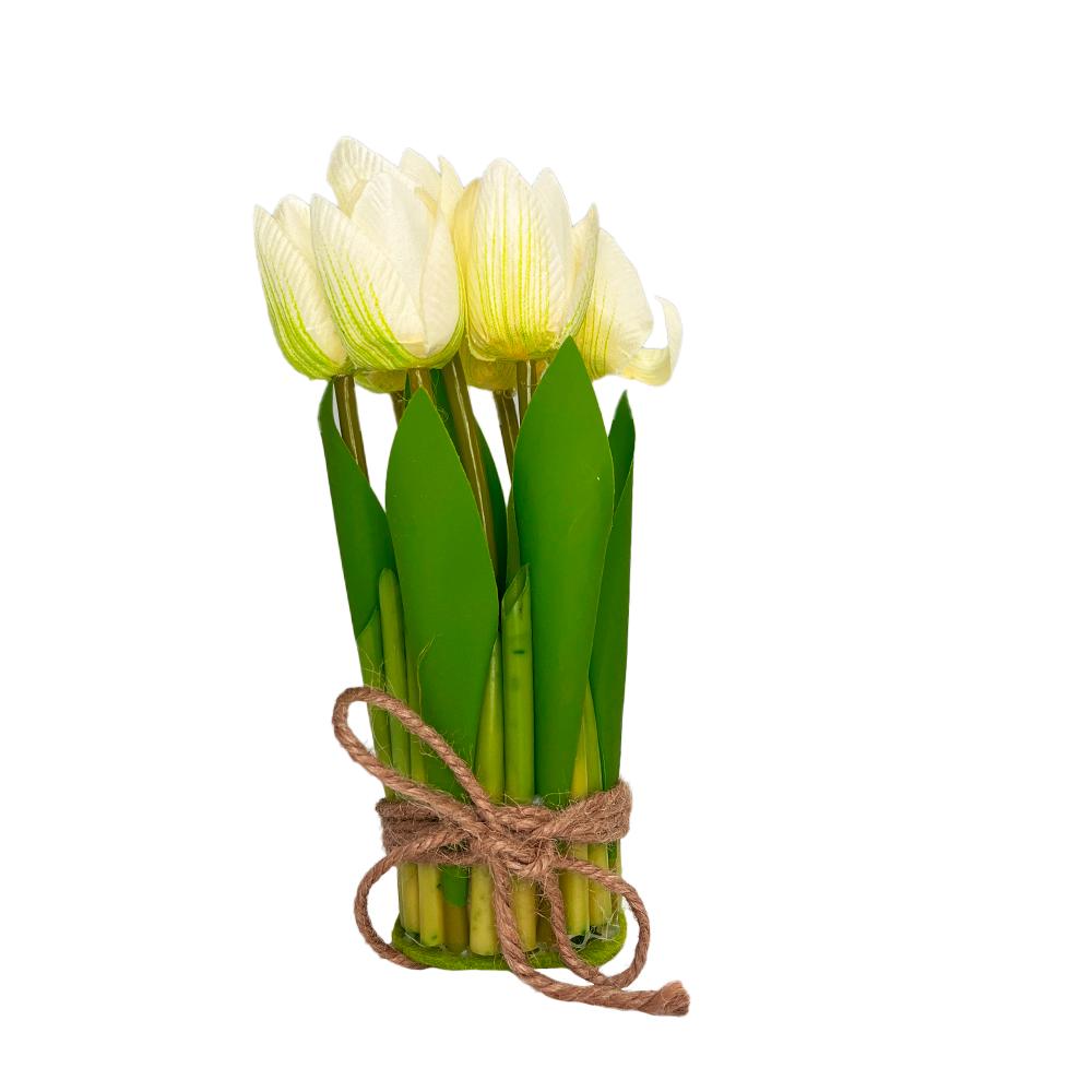 Ramo de tulipanes artificiales 6 x 19 cm blanco - Chantilly