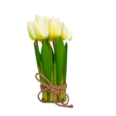 Ramo de tulipanes artificiales 6 x 19 cm blanco