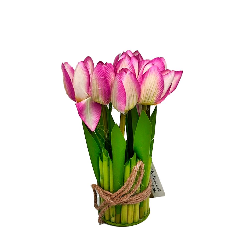 Ramo de tulipanes artificiales 6 x 19 cm rosado - Chantilly
