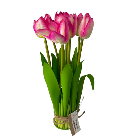 Ramo de tulipanes artificiales 7 x 28 cm rosado