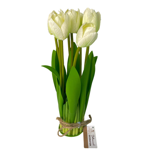 Ramo de tulipanes artificiales 7 x 28 cm blanco
