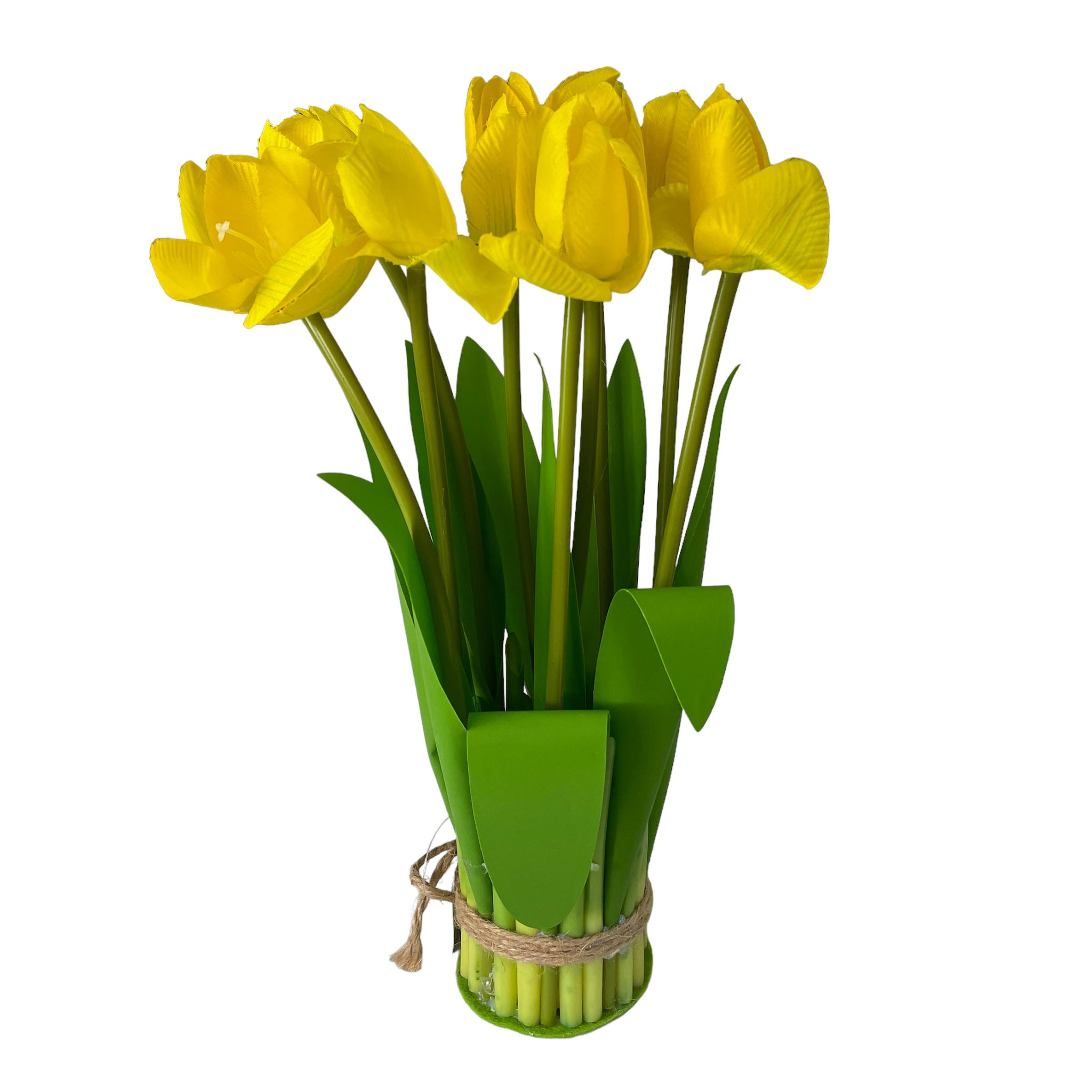 Ramo de tulipanes artificiales 7 x 28 cm amarillo