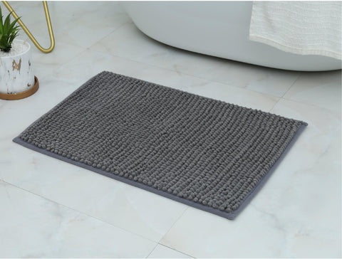 Piso De Baño Chenille 40X60Cm Color Gris Acero